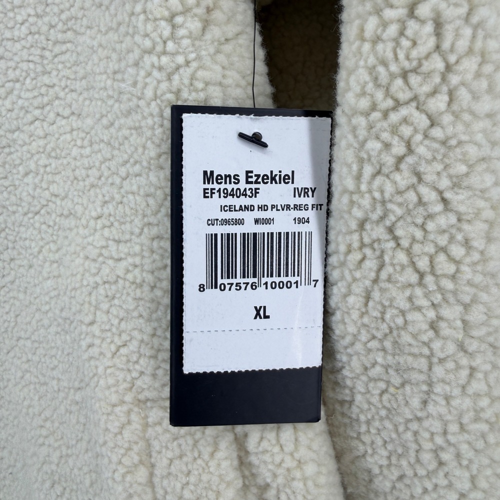 $115 NEW Ezekiel Mens XL Iceland Sherpa Fleece 1/4 Zip Hoodie Ivory Skate Grunge - Picture 4 of 8